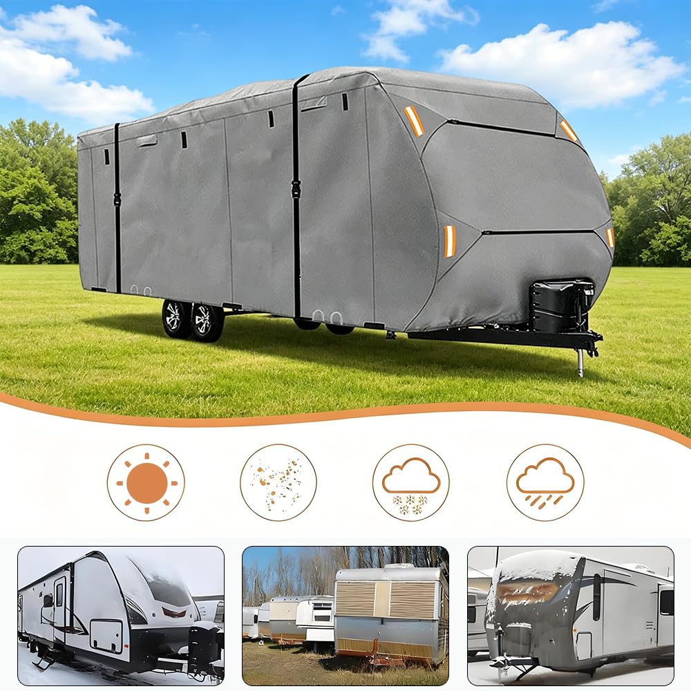Waterproof 420D Travel Trailer Cover with Adjustable Straps O60635