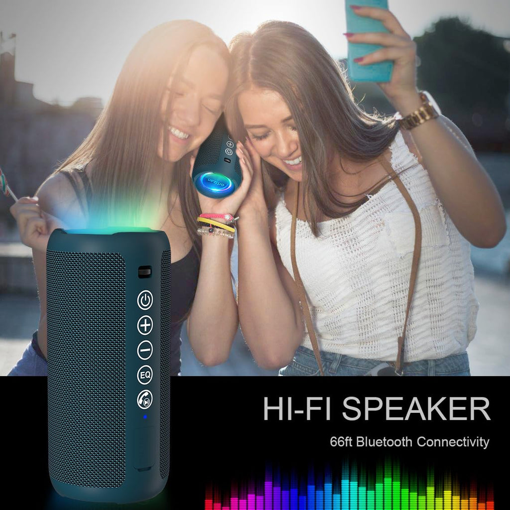 Portable Bluetooth Speaker 2-Pack IPX7 Waterproof 24W Stereo White Midnight Blue V99733