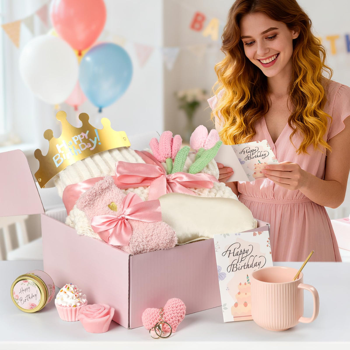 13PCS Spa Self Care Gift Basket Set Rose U101489