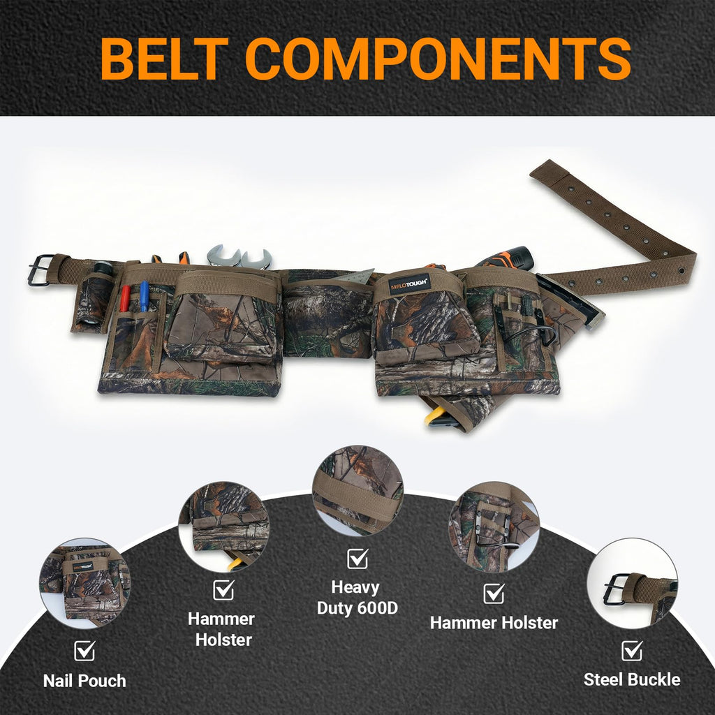 Camo Heavy Duty Adjustable Tool Belt with Pouches A798152