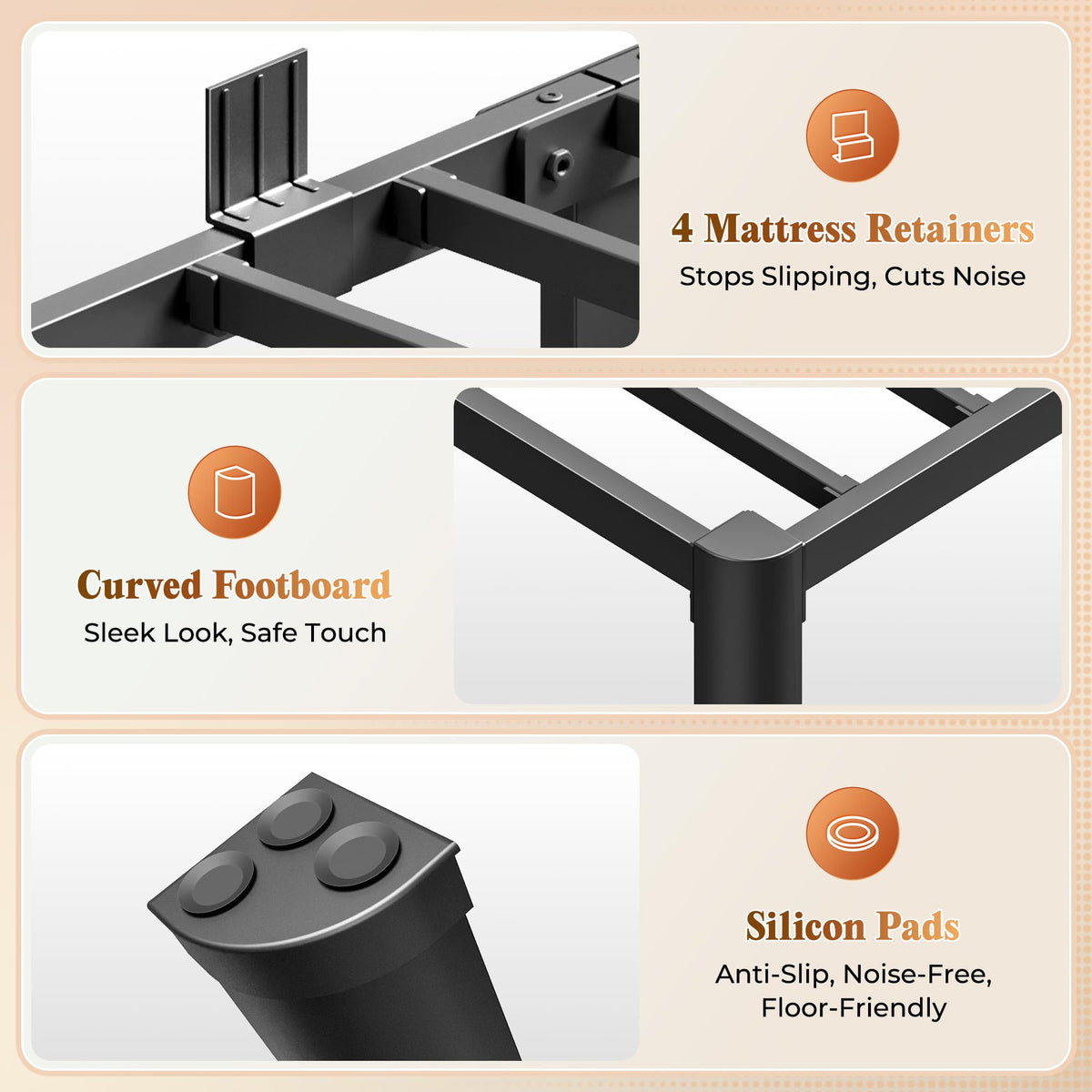 Queen Bed Frame with Charging Station U378340