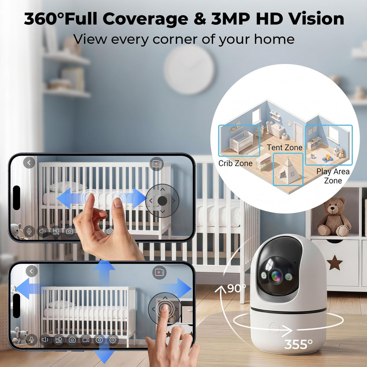 Indoor Camera 5G&2.4G WiFi 360° Pan/Tilt 2-Pack X493971