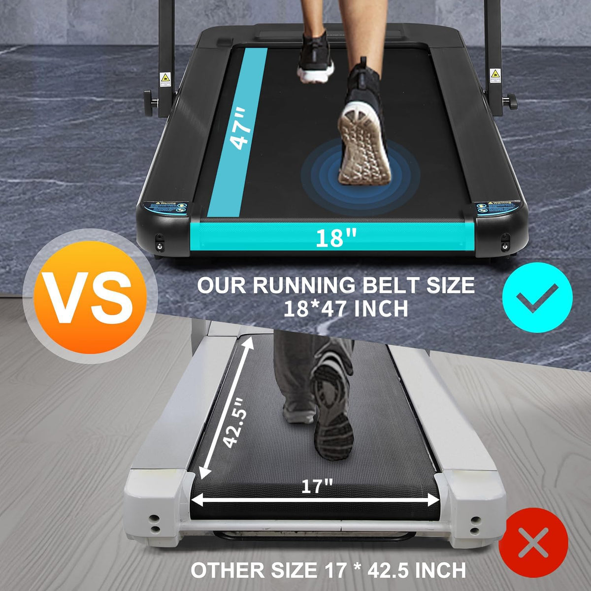 Foldable Treadmill with 18" Wide Running Belt E93756