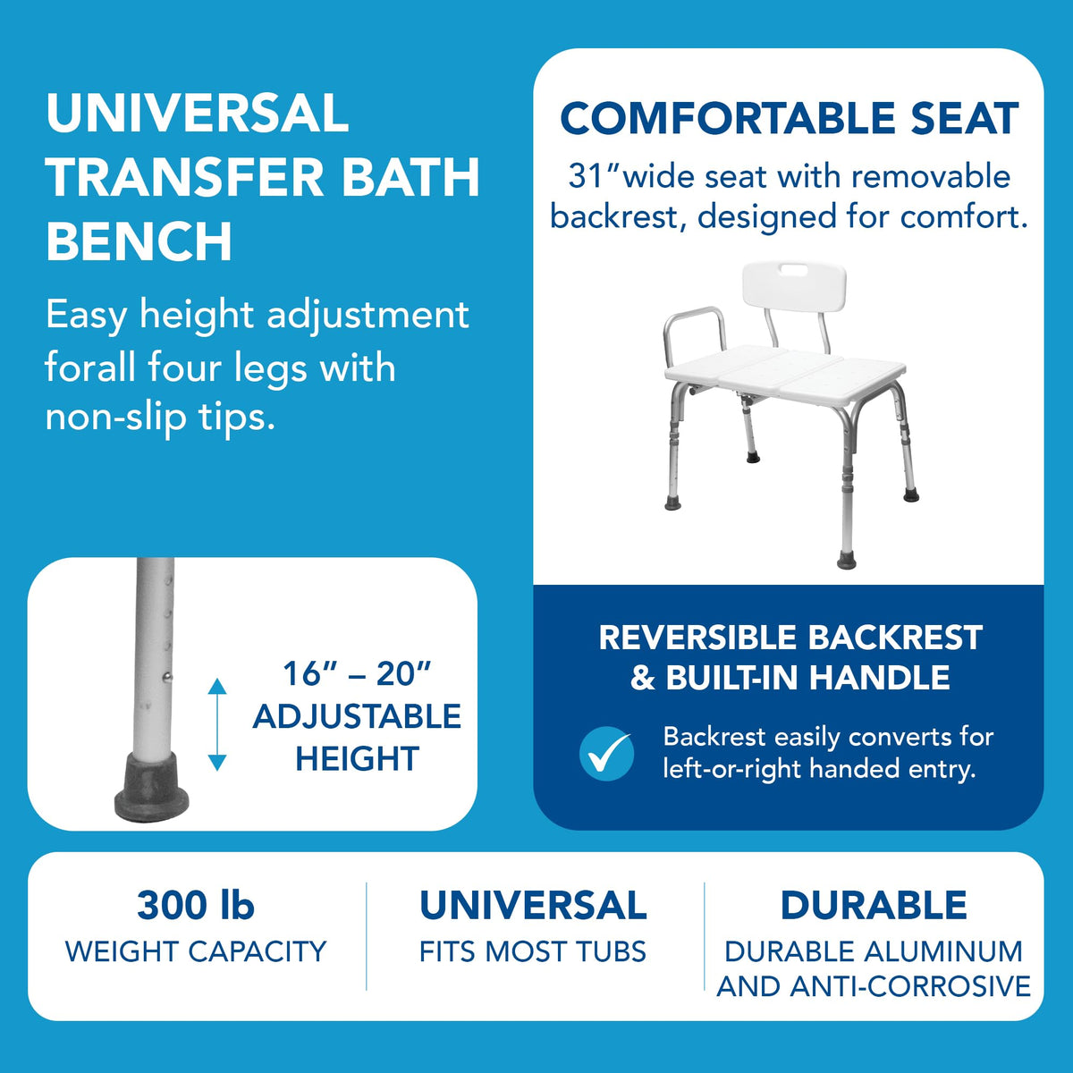 Height Adjustable Shower Bench and Shower Chair H306010