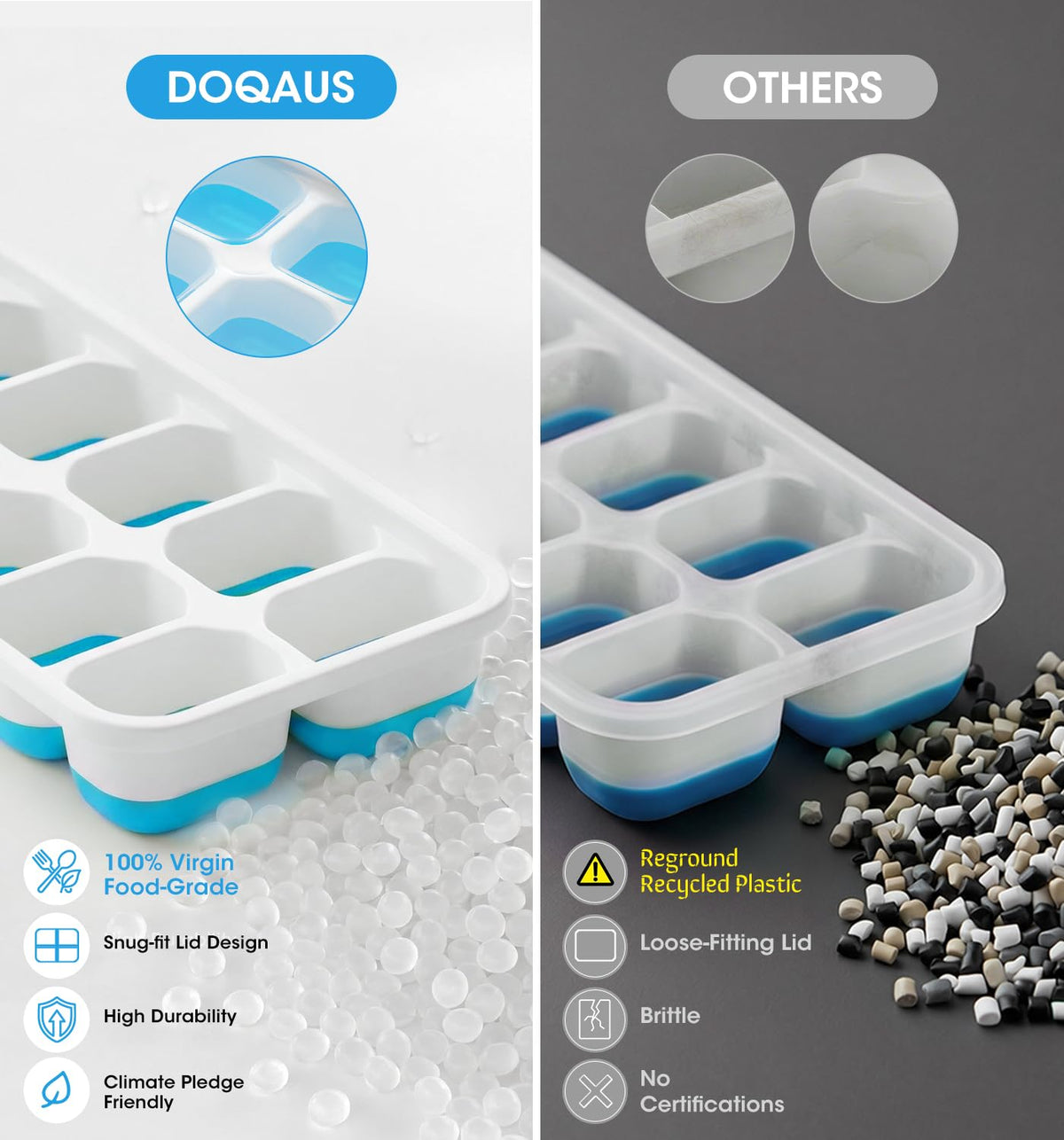 Ice Cube Tray with Lid and Bin, 4 Pack M210