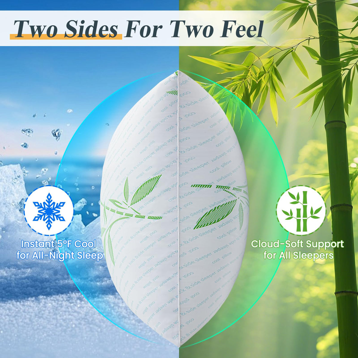 King Size Set of 2 Cooling Hybrid Bed Pillows I503517