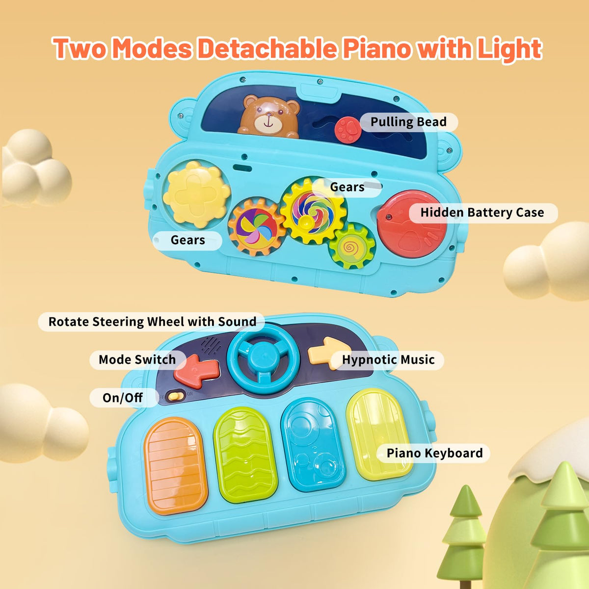 Baby Gym Play Mat & Baby Walker with Music and Light Y422108