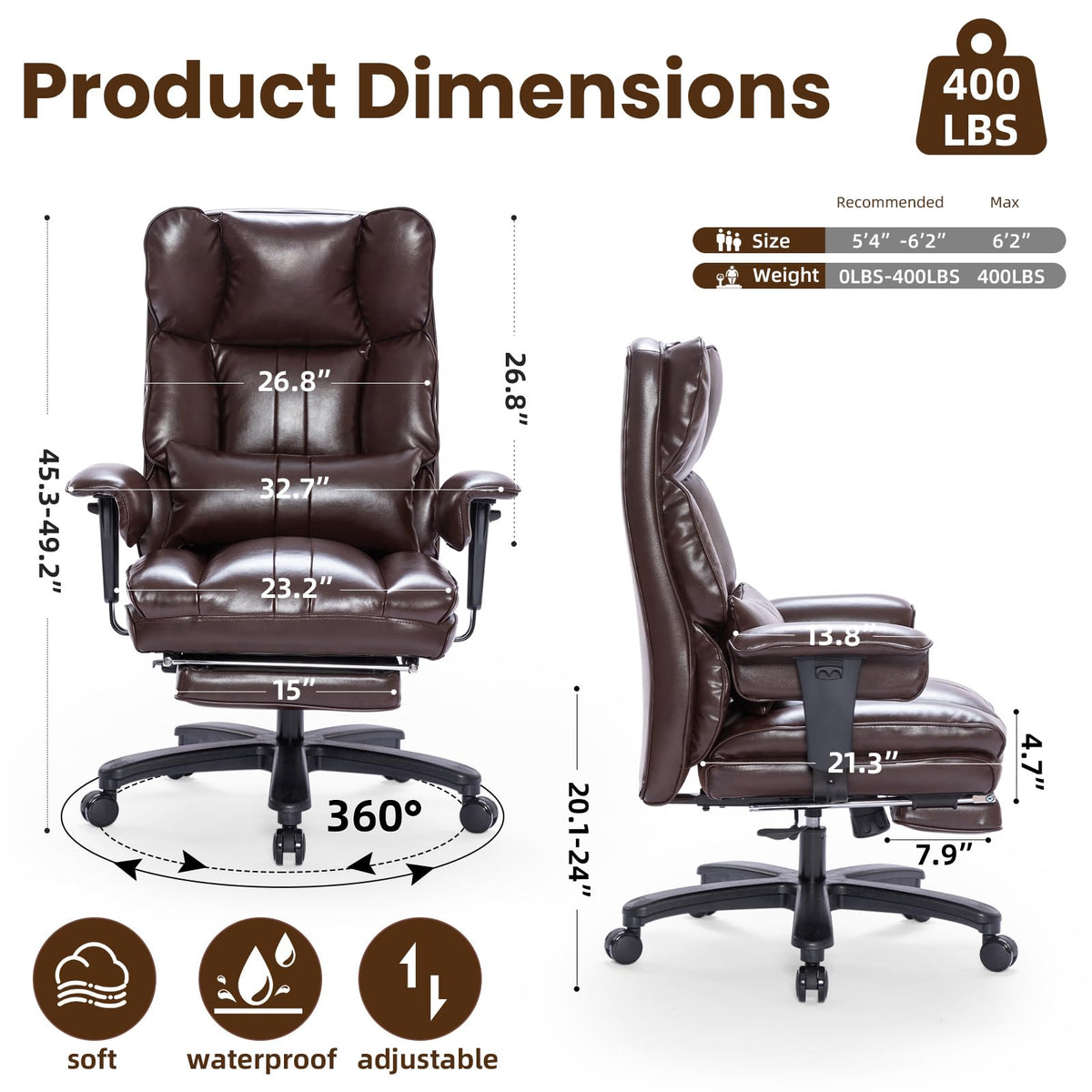 Big and Tall Office Chair with Foot Rest W424112