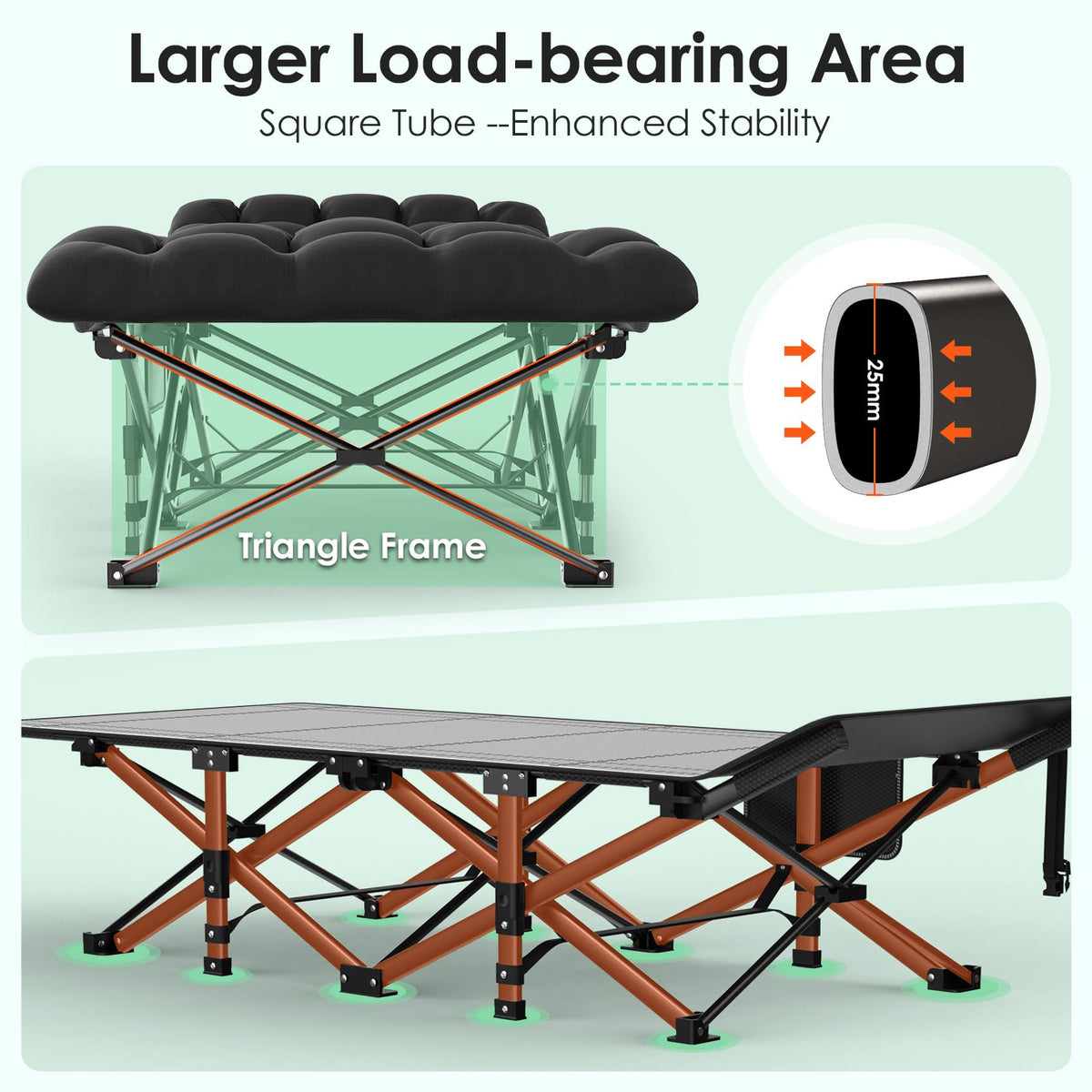 Folding Camp Cot with Cushion U78012