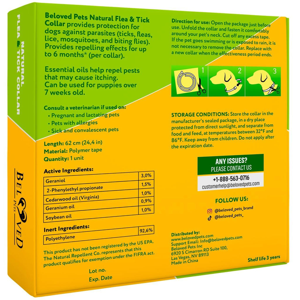 Natural Flea & Tick Collar for Dogs O7436