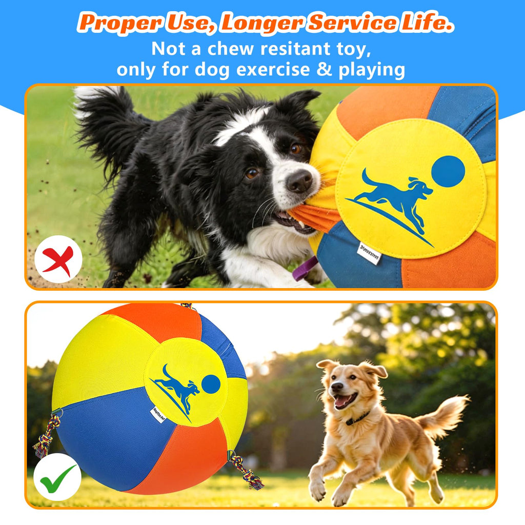 25" Heavy-Duty Herding Ball for Dogs with Knotted Ropes F76846