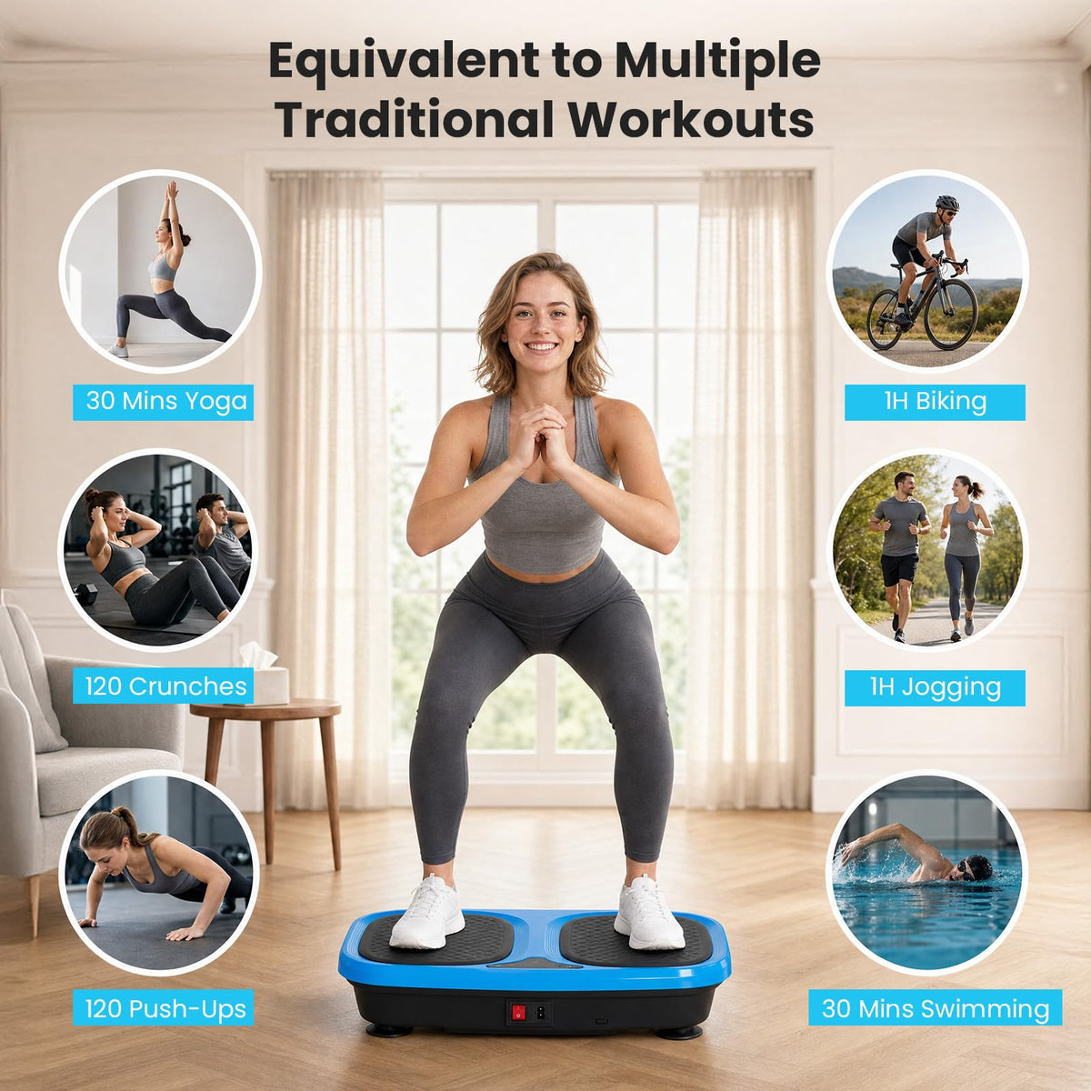 Vibration Plate Exercise Machine with Pull Ropes B4460