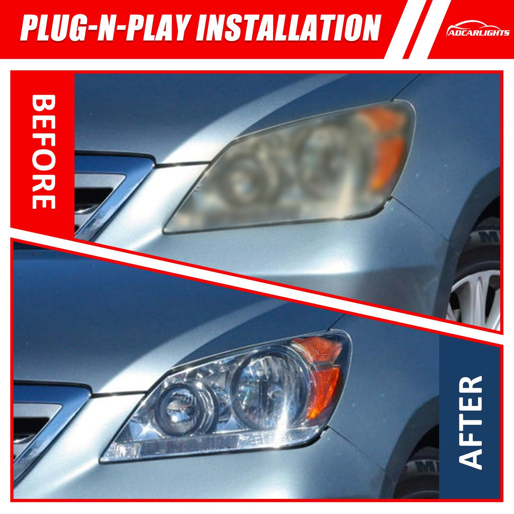 Black Housing Amber Reflector Headlight Assembly Pair R4707