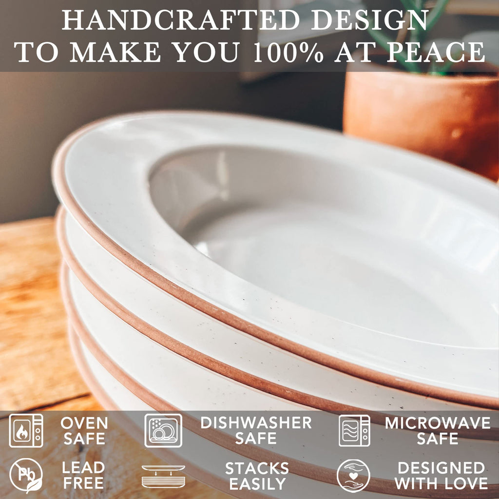Ceramic Wide Rimmed Soup Bowl 25oz Set of 4 H371