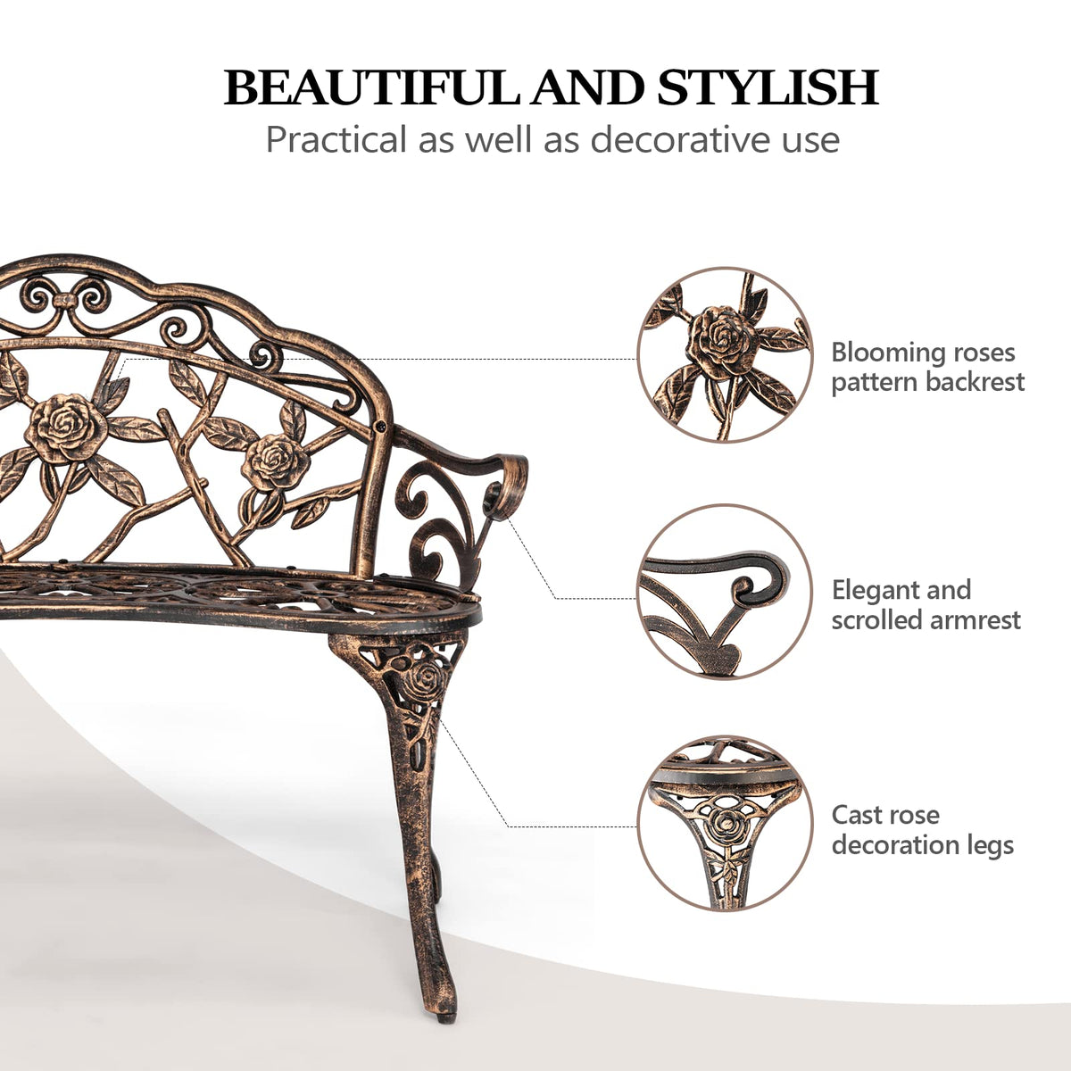 2 Seater Cast Iron Cast Aluminium Garden Bench I328113
