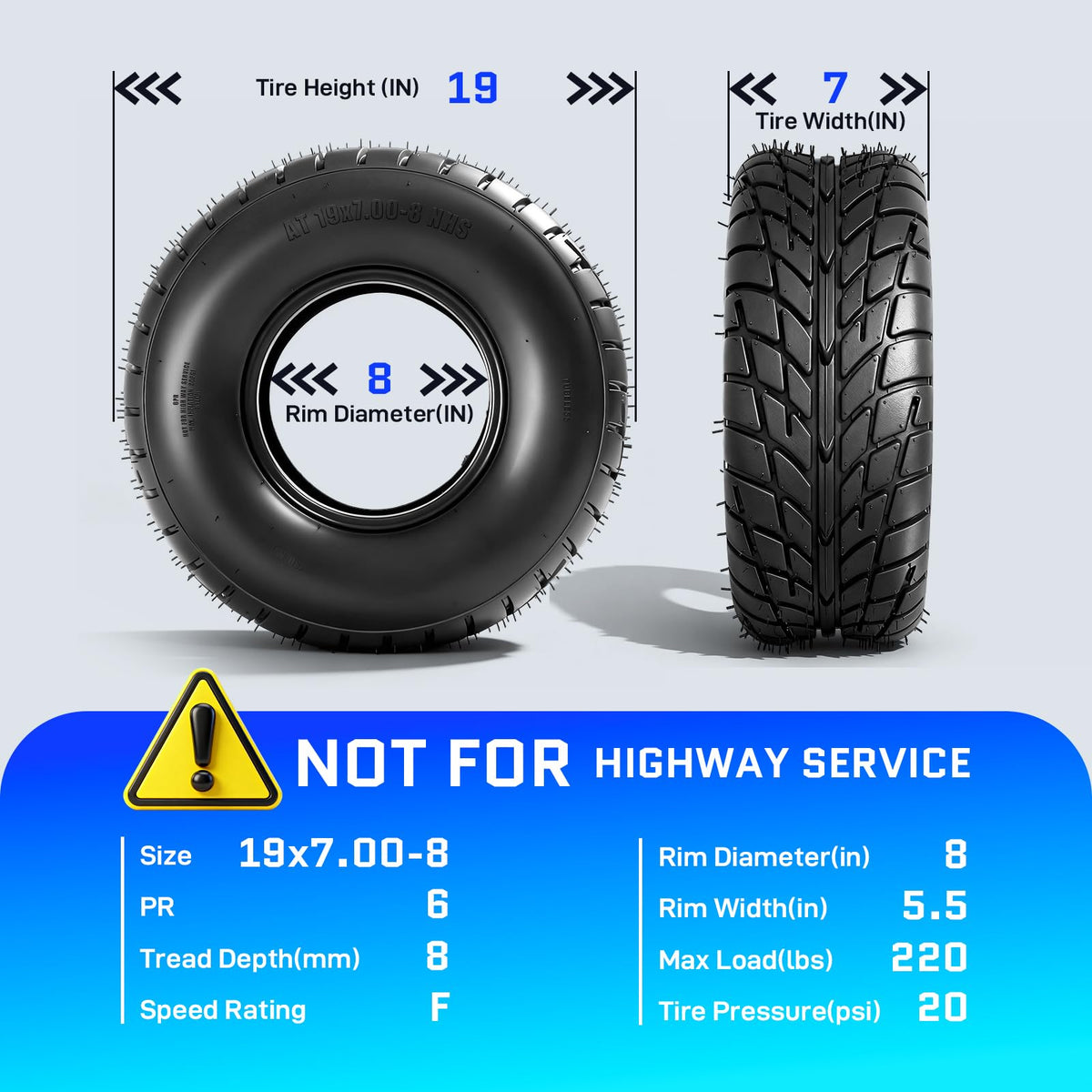 19x7-8 ATV/UTV Tires Set of 2 D865985