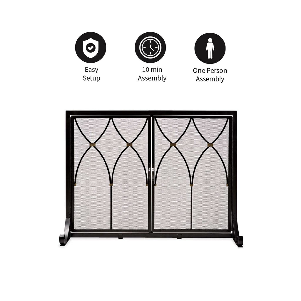Black Metal Fireplace Screen L621005