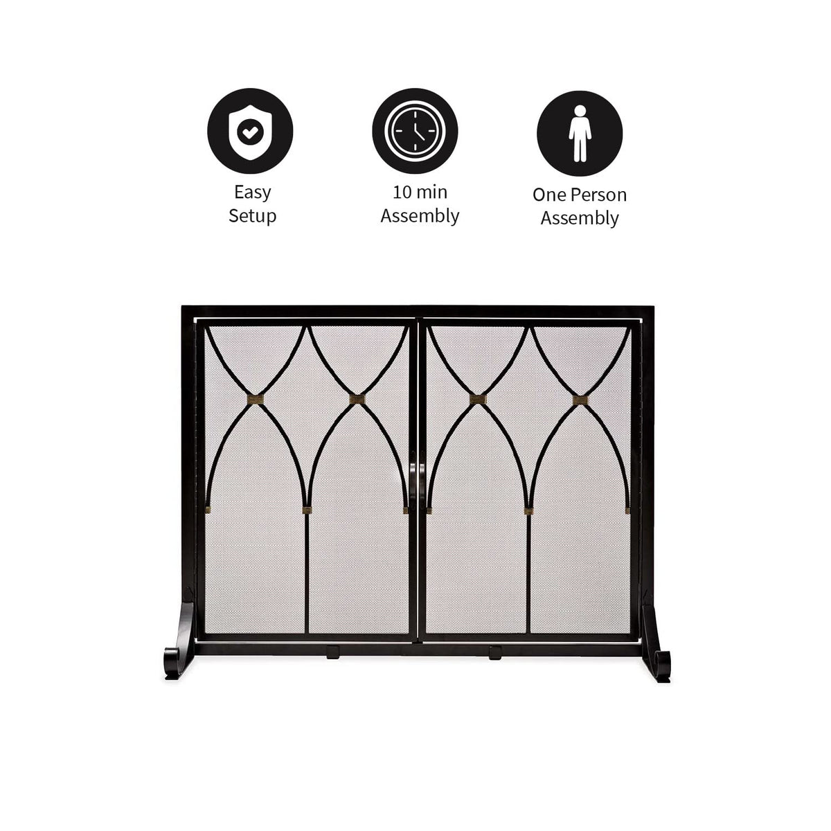 Black Metal Fireplace Screen L621005