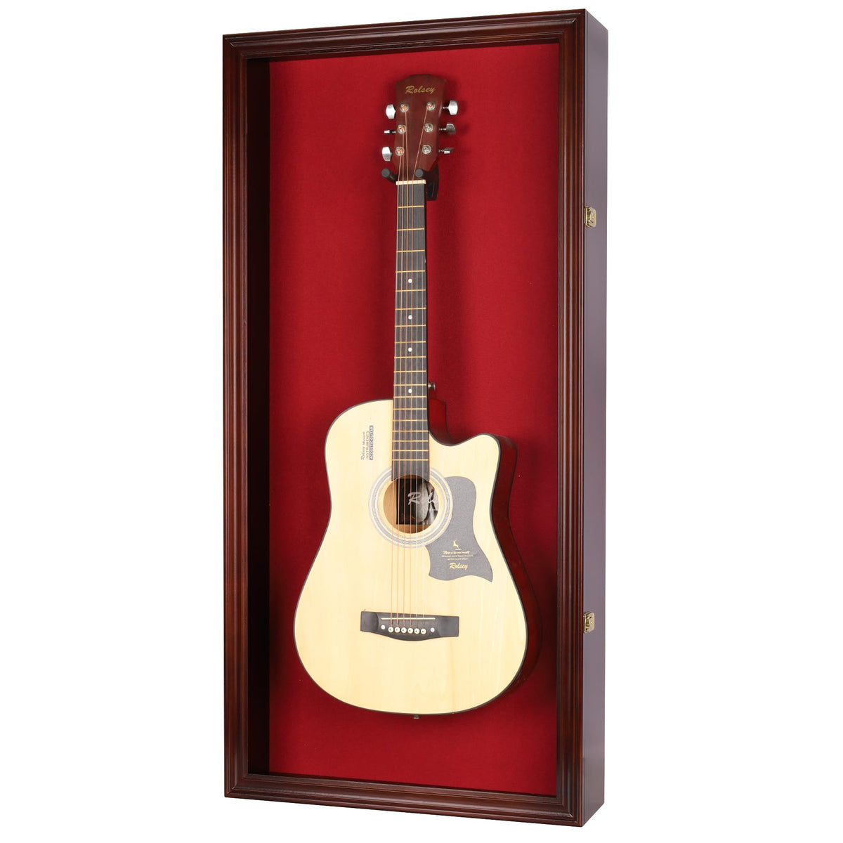 45" Acoustic Guitar Display Case Cabinet Wall Mountable Mahogany Finish C637804