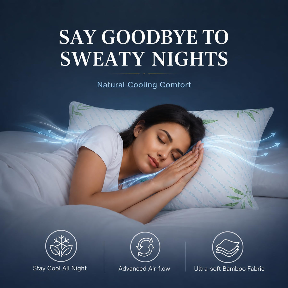 King Size Set of 2 Cooling Hybrid Bed Pillows I503517