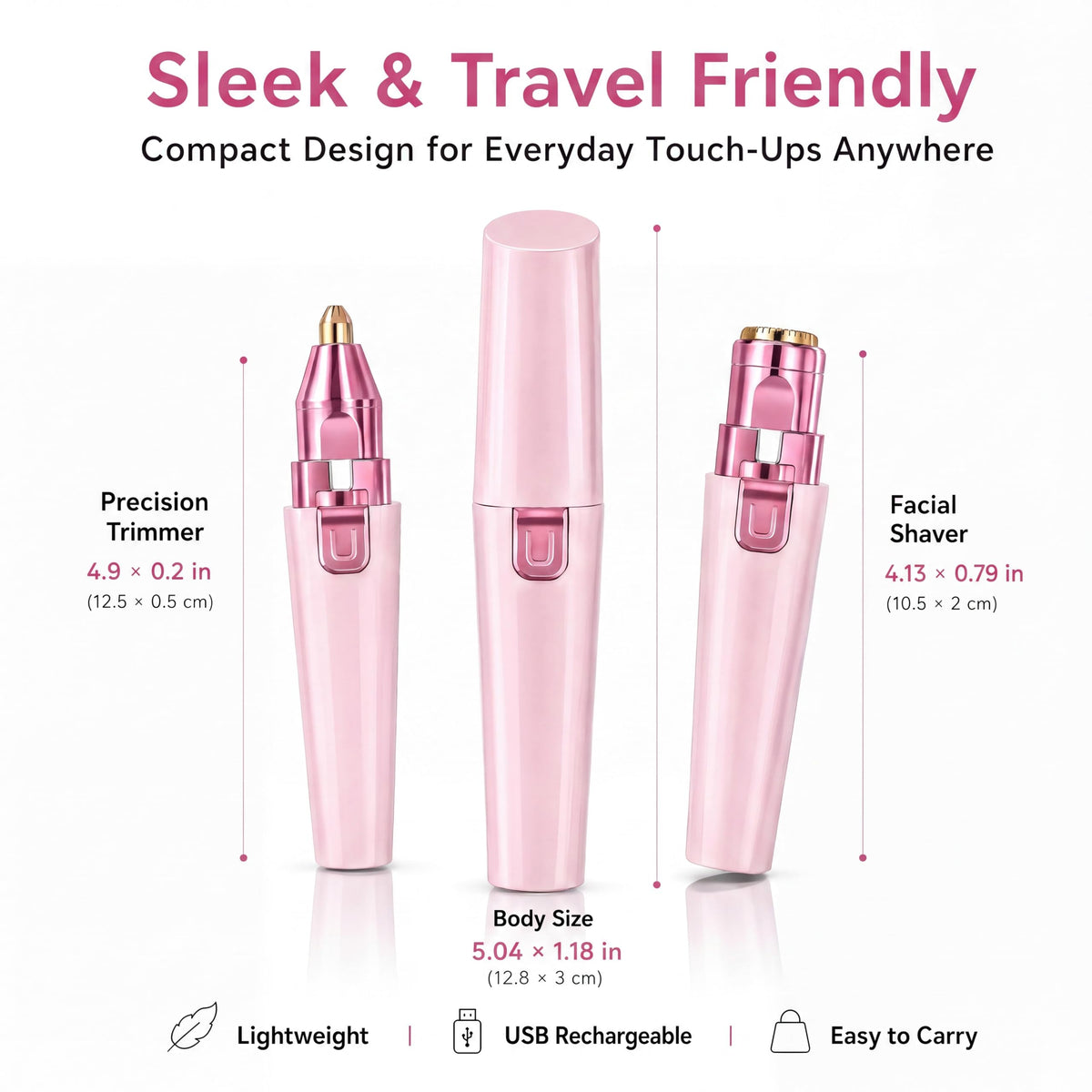 Pink USB Rechargeable Facial Hair Remover A139