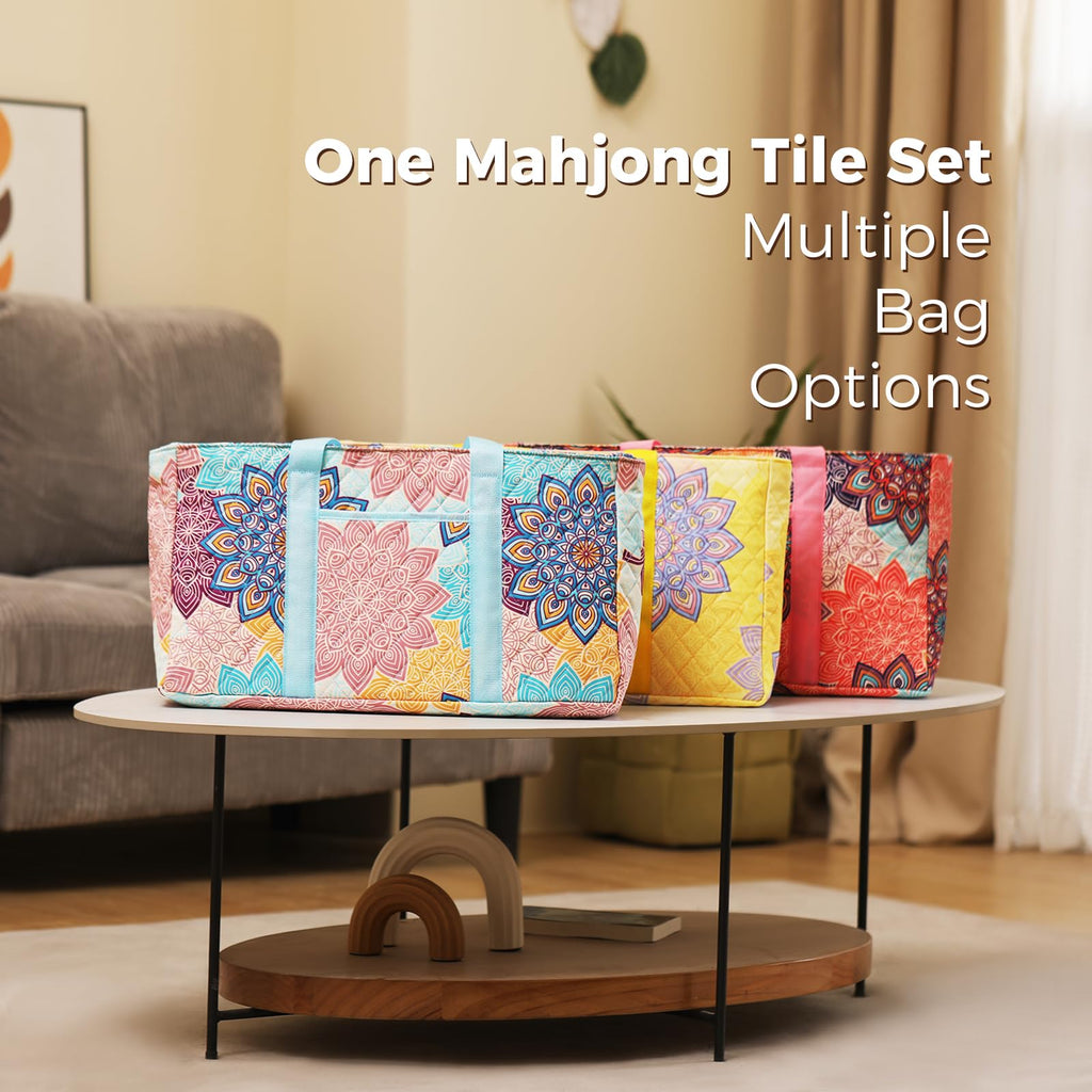 166 Blue Mahjong Tile Set with Carrying Bag V608608