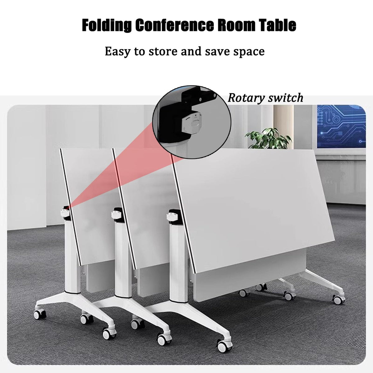 Wooden Folding Table with 360° Wheels V37791