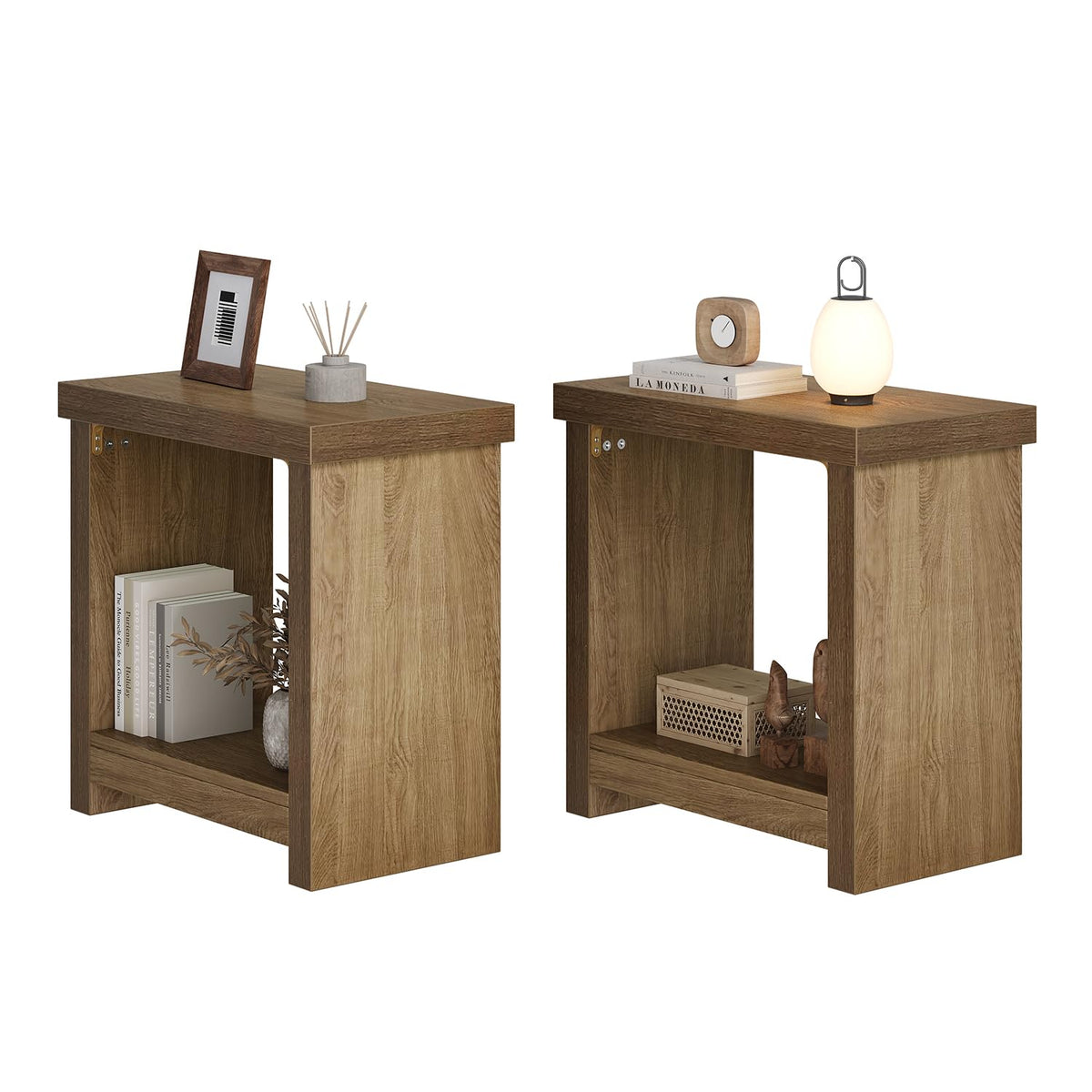 Brown Set of 2 End Tables with Storage Shelves A840