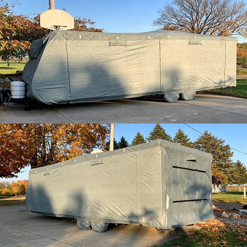 Waterproof 420D Travel Trailer Cover with Adjustable Straps O60635