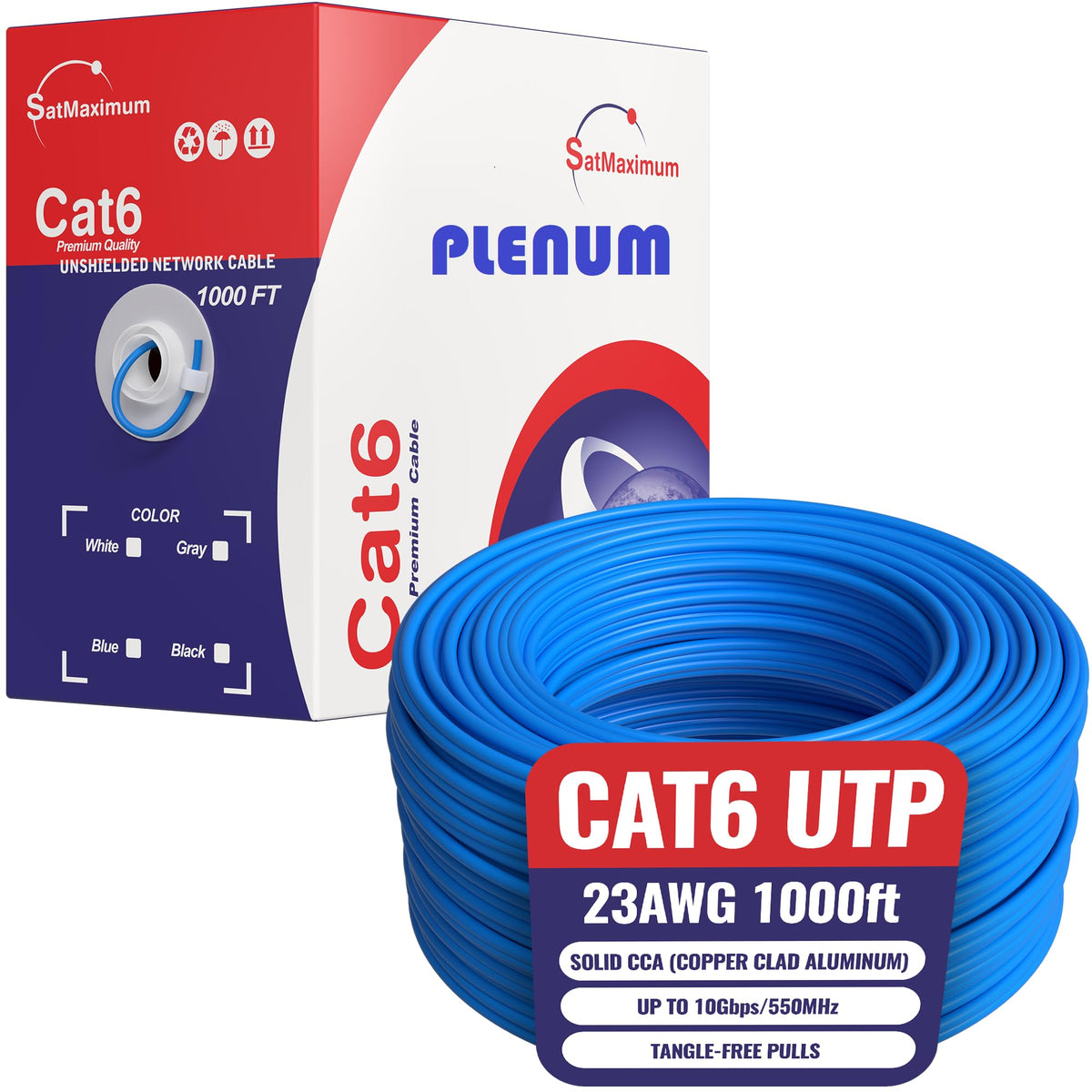 1000ft Plenum CMP CAT6 Solid Cable Blue R6546