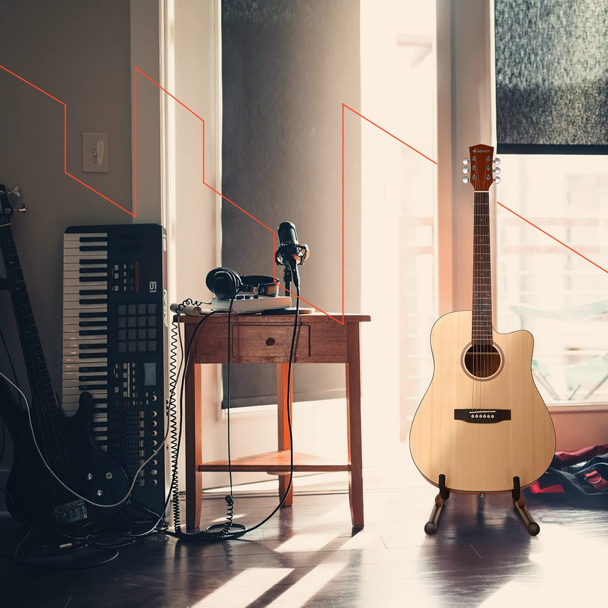 Wooden A Frame Folding Guitar Stand P77428