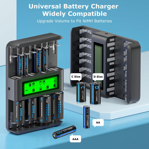 16 Pack Rechargeable AA Batteries with Charger L4877