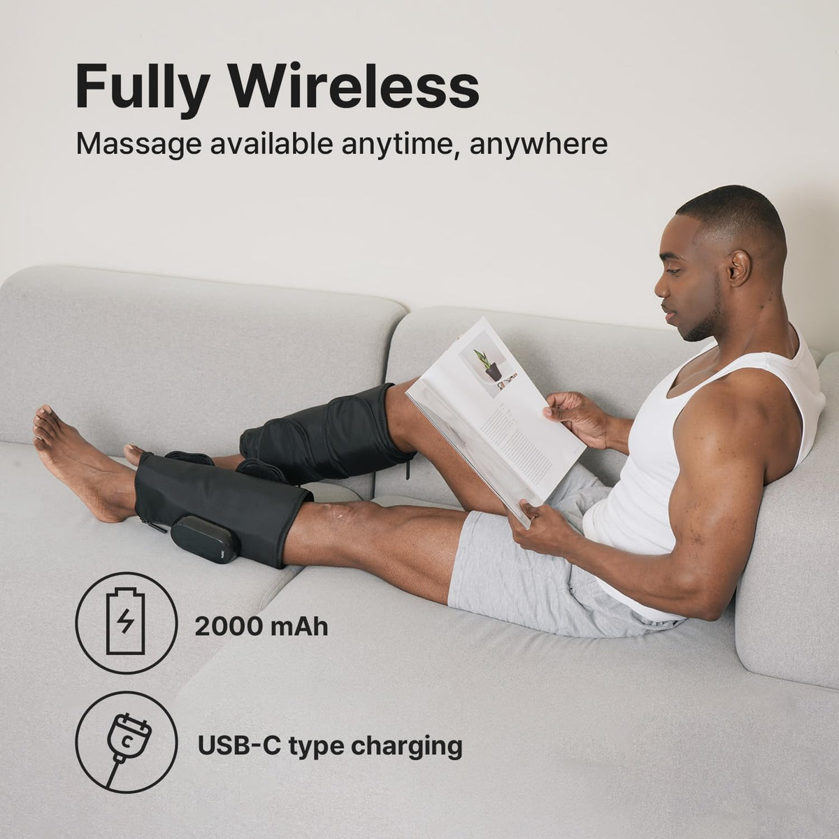 Heated Air Compression Cordless Leg Massager with Extension (Pair) K59710