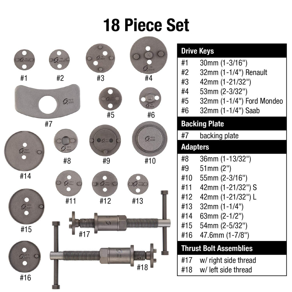 18-Piece Disc Brake Caliper Tool Set and Wind Back Kit V496134