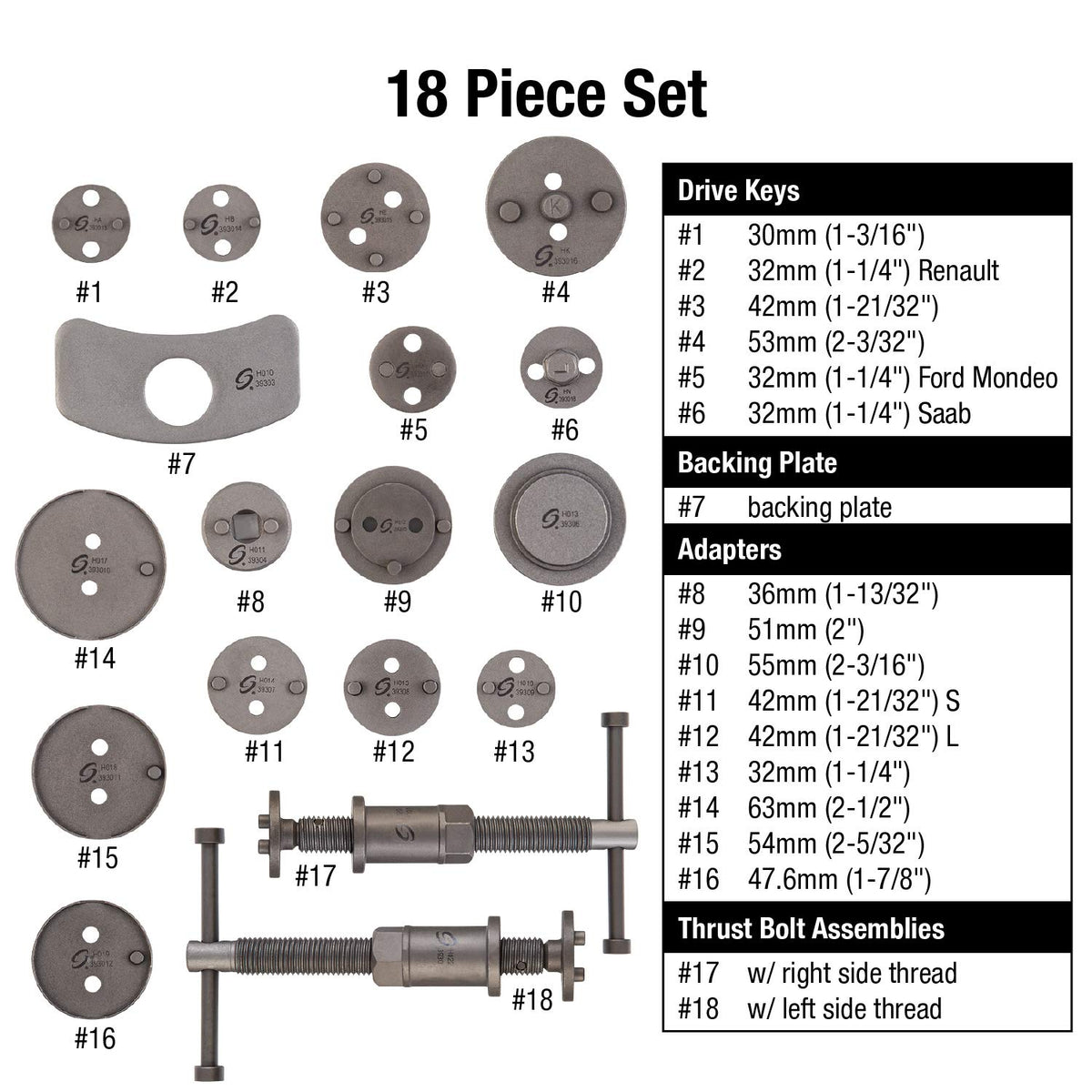 18-Piece Disc Brake Caliper Tool Set and Wind Back Kit V496134