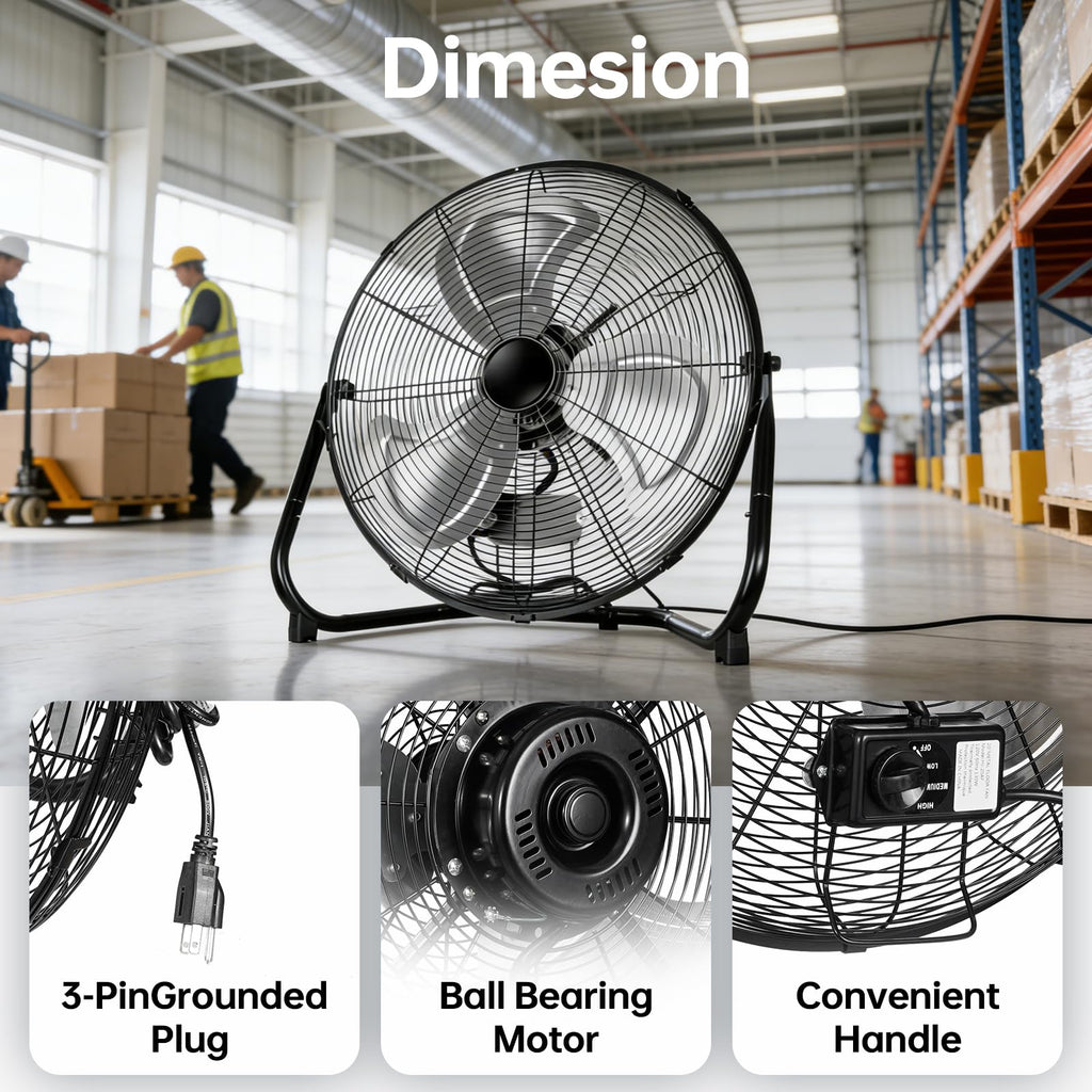 20 Inch Heavy Duty High Velocity Metal Floor Fan N7694