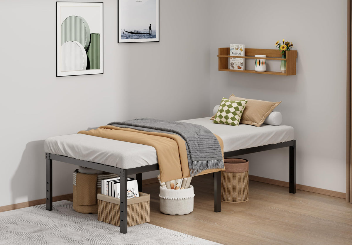 Twin XL 18 Inch Metal Platform Bed Frame with Underbed Storage T7431