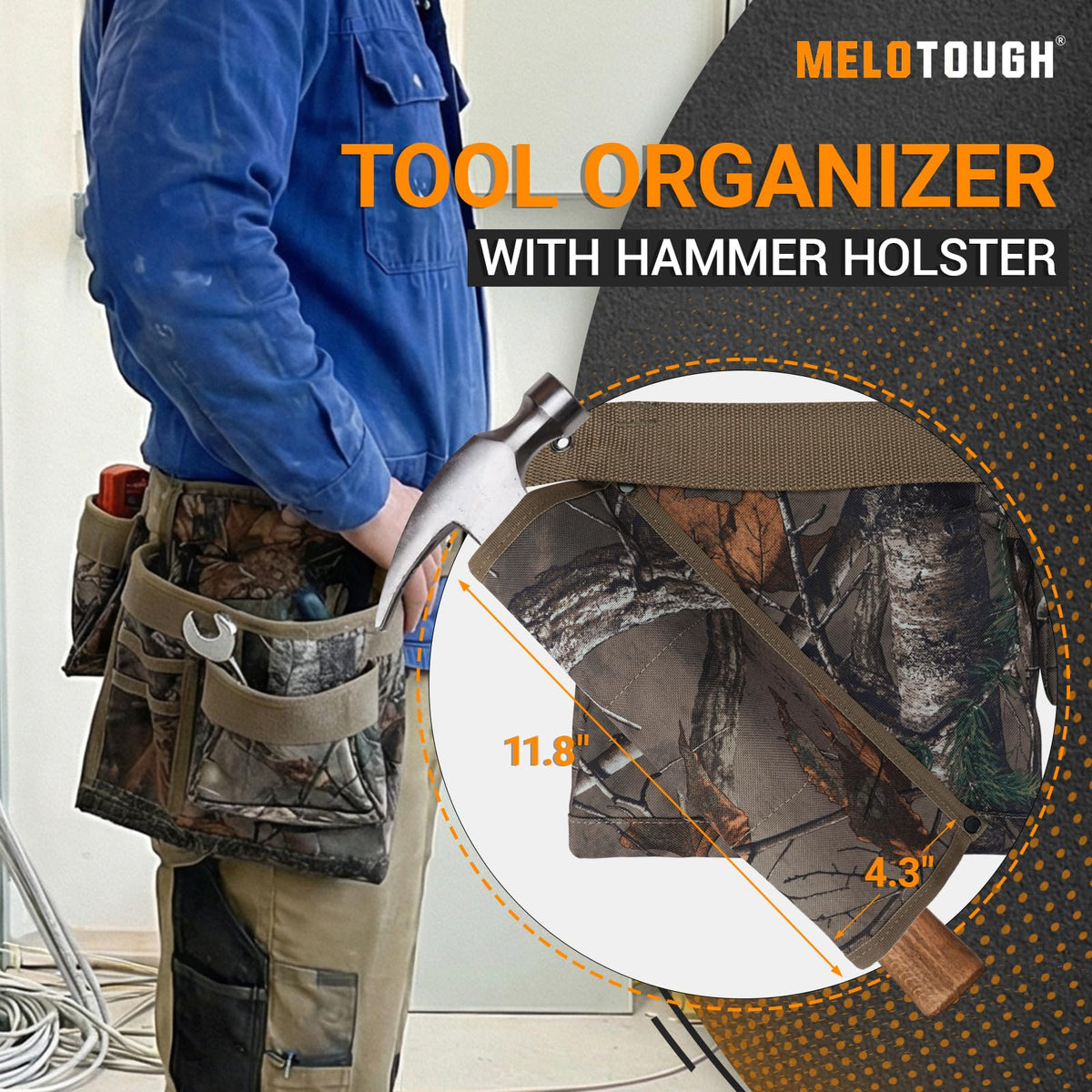 Camo Heavy Duty Adjustable Tool Belt with Pouches A798152
