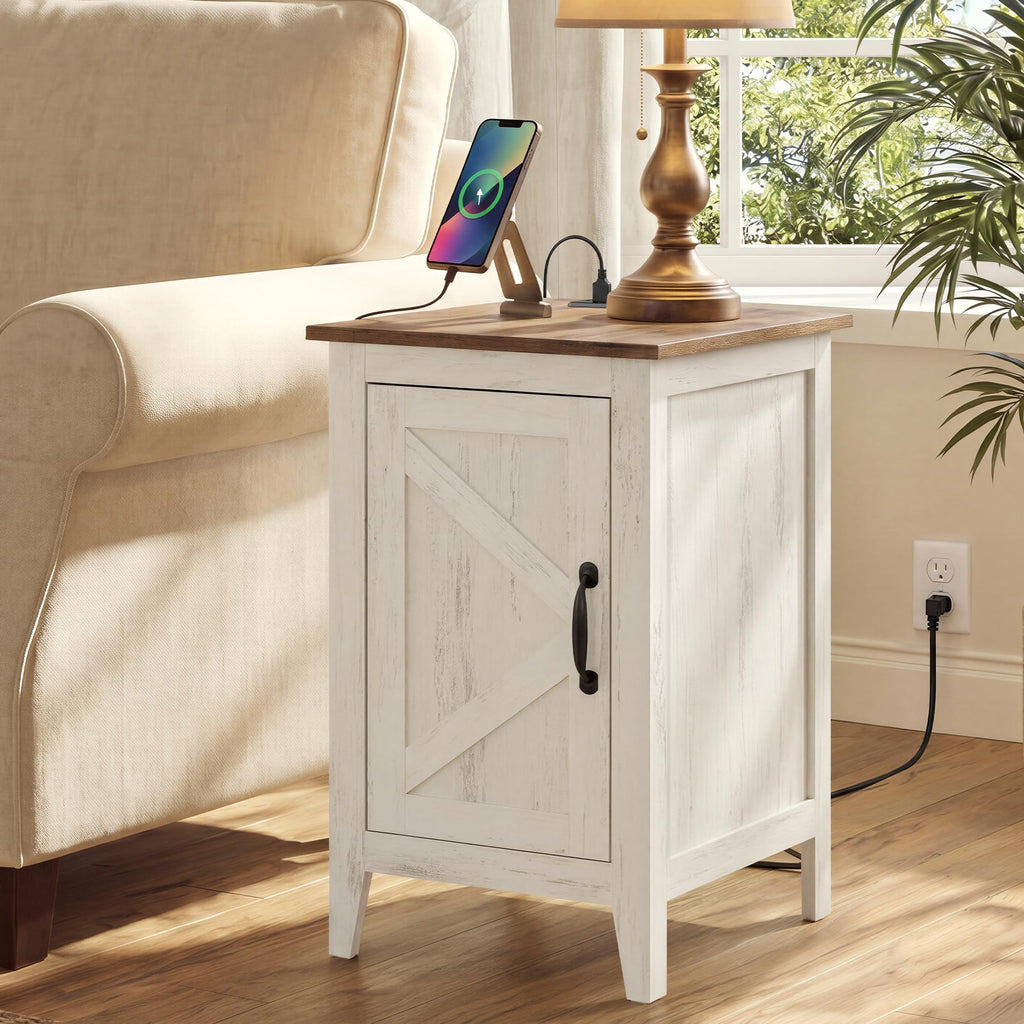 Side Table with Charging Station and Storage Cabinet A374062
