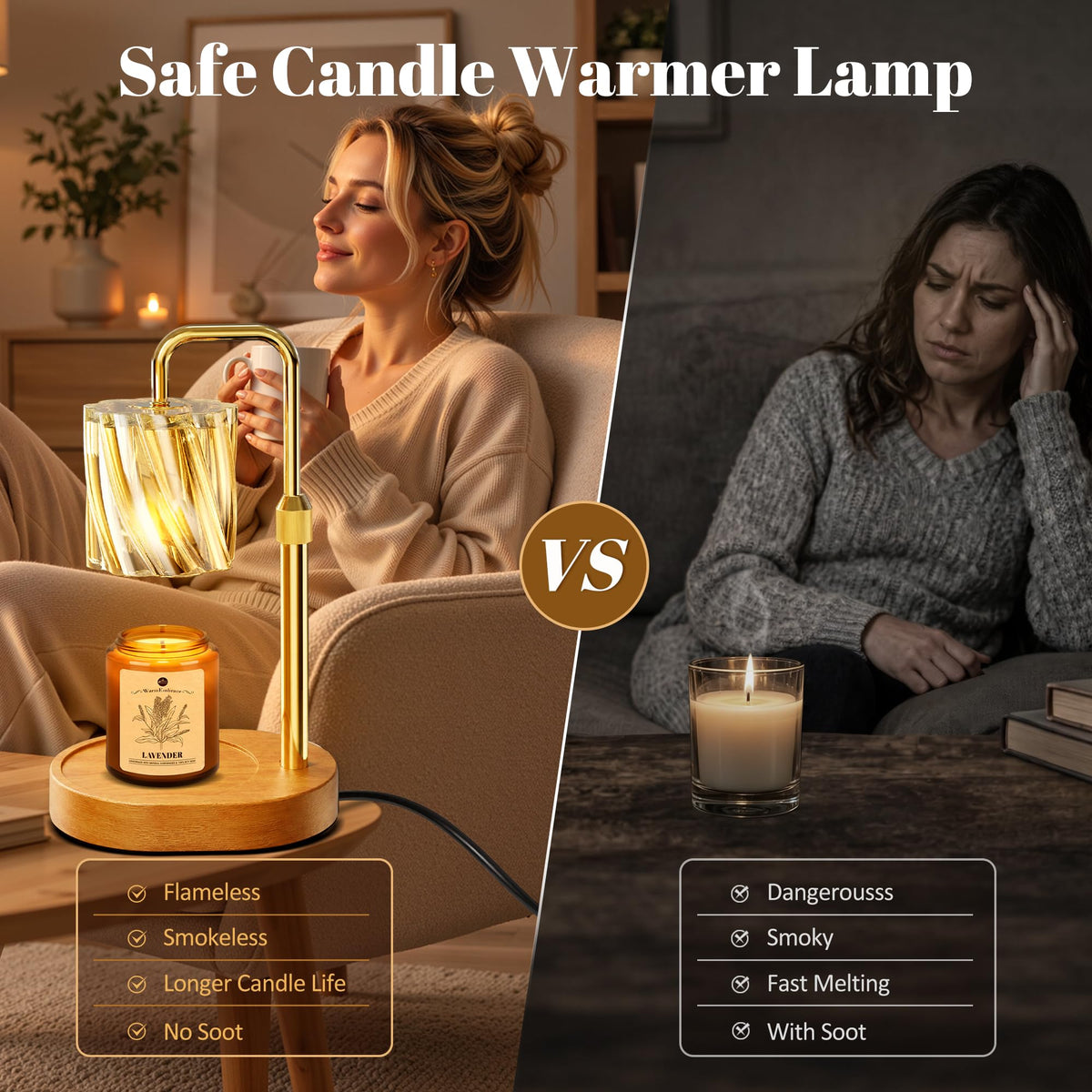 Candle Warmer Lamp Set with Scented Jar Candle & Timer M26368