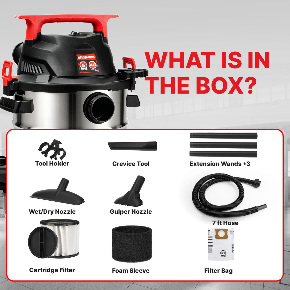 Wet/Dry Vacuum with Blower, 5 Gallon, 4 Peak HP X69345