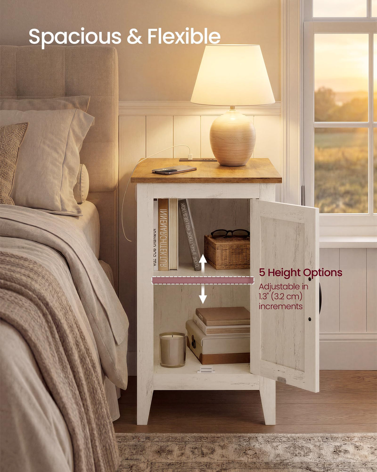 Side Table with Charging Station and Storage Cabinet A374062