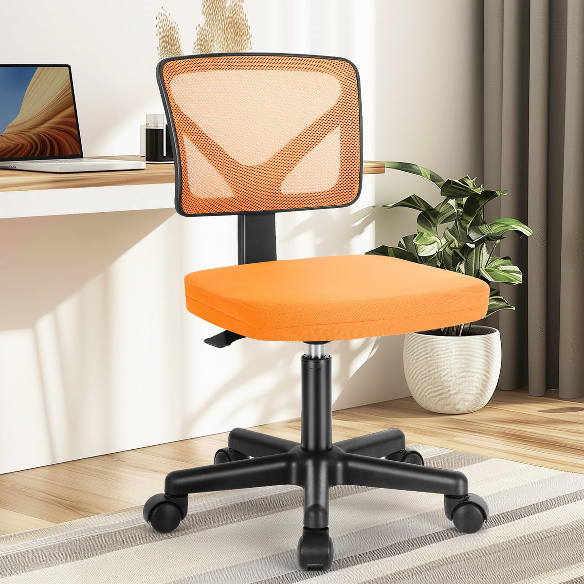 Orange Mesh Ergonomic Adjustable Swivel Rolling Office Chair A637