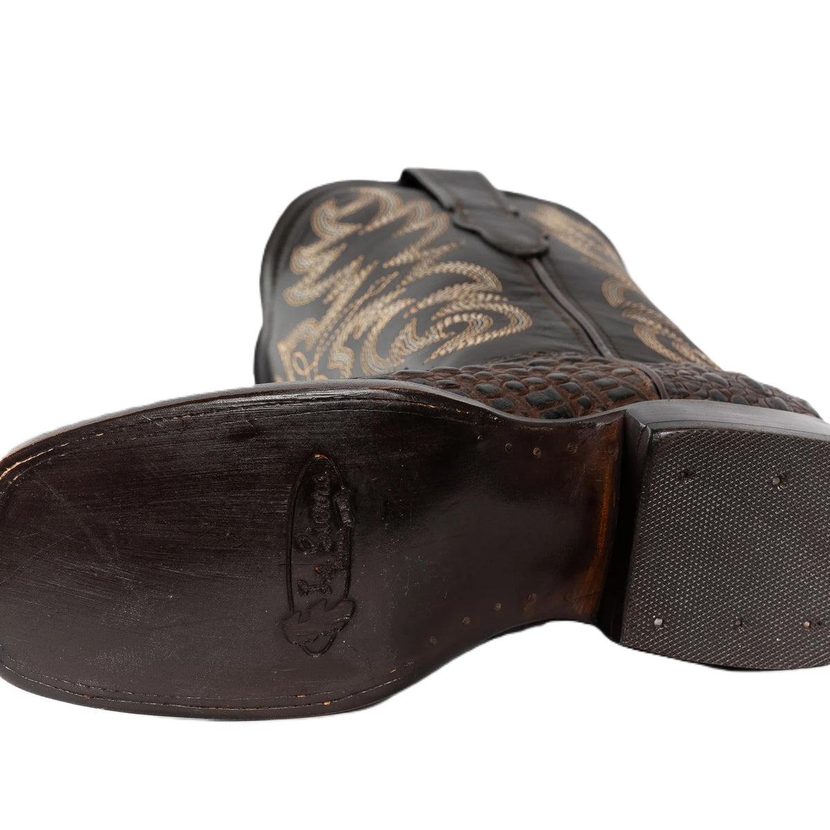 Brown Caiman Crocodile Print Leather Cowboy Boots Q558232