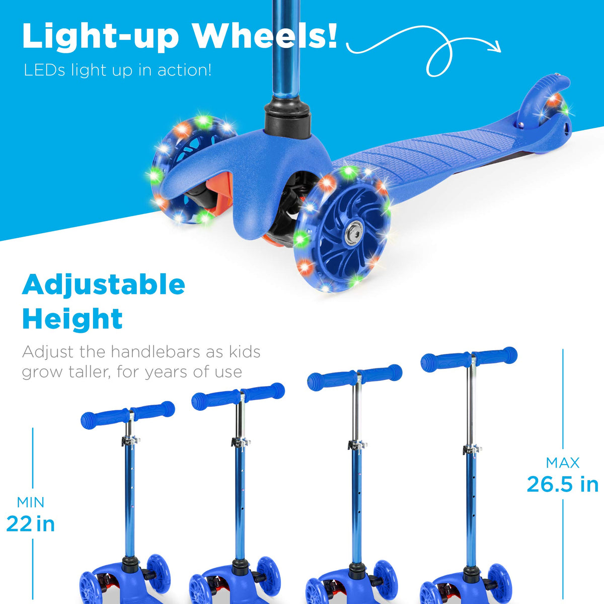 Kids 3-Wheel Scooter with LED Light-Up Wheels I559