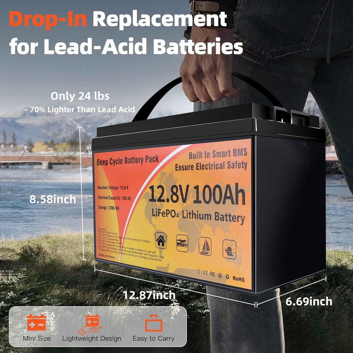 12V 100Ah LiFePO4 Battery Group 31 Y74310