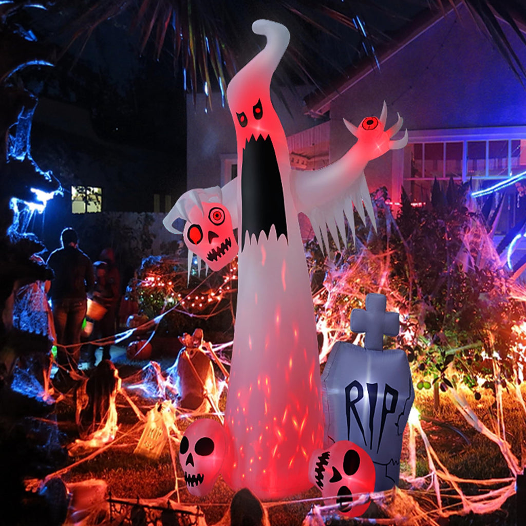 12 FT Halloween Inflatables Ghost with 3 Skulls G5293