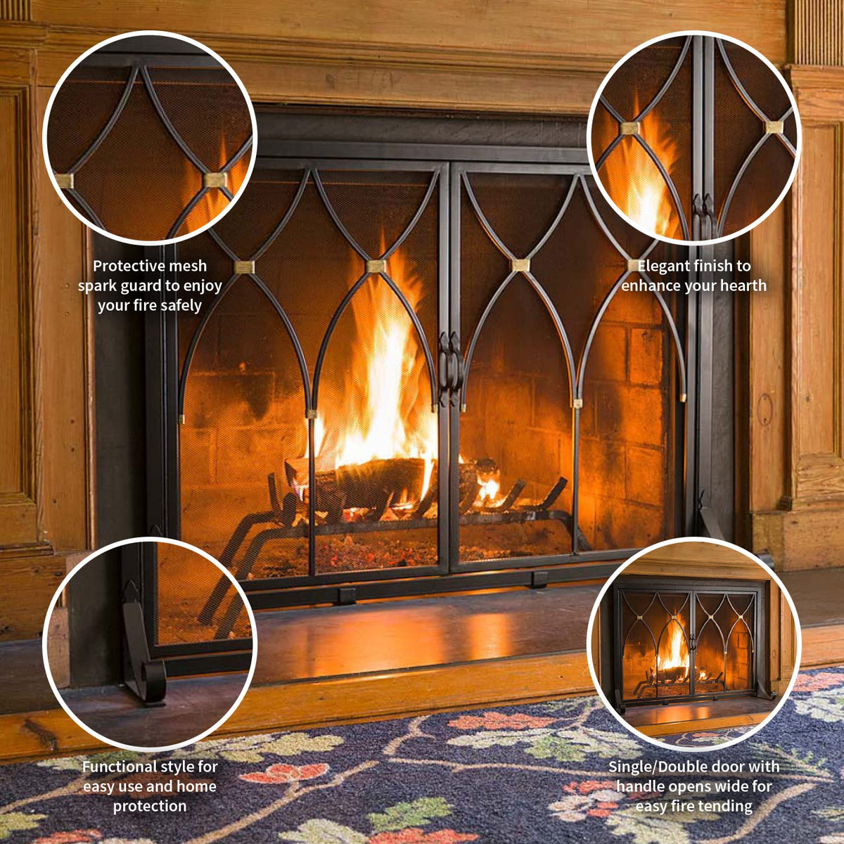 Black Metal Fireplace Screen L621005