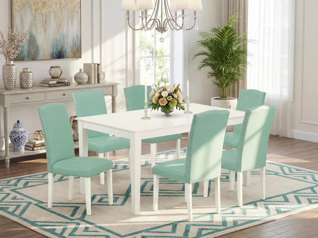 7 Piece Dining Table Set with 6 Faux Leather Chairs K8600