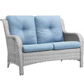 Light Gray Wicker Rattan Outdoor Loveseat Bench V888